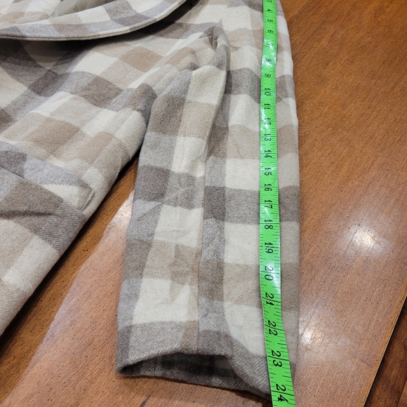 Vintage Wool Cleo Blazer Coat Womens 10 Tan Grey Plaid Acadamia Fall - Picture 8 of 12